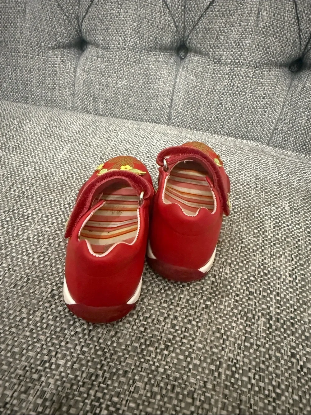 Girls Red Floral Mary Jane Shoes